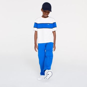 Lacoste Colorblock Cotton Fleece Track Pants - Kalhoty Dětské Blankyt / Bílé / Tmavě Blankyt Blankyt